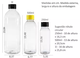 Bisnagas cilíndricas e suas respectivas medidas: