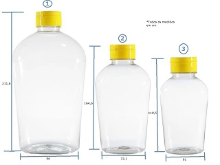 Bisnagas ovais e suas respectivas medidas: